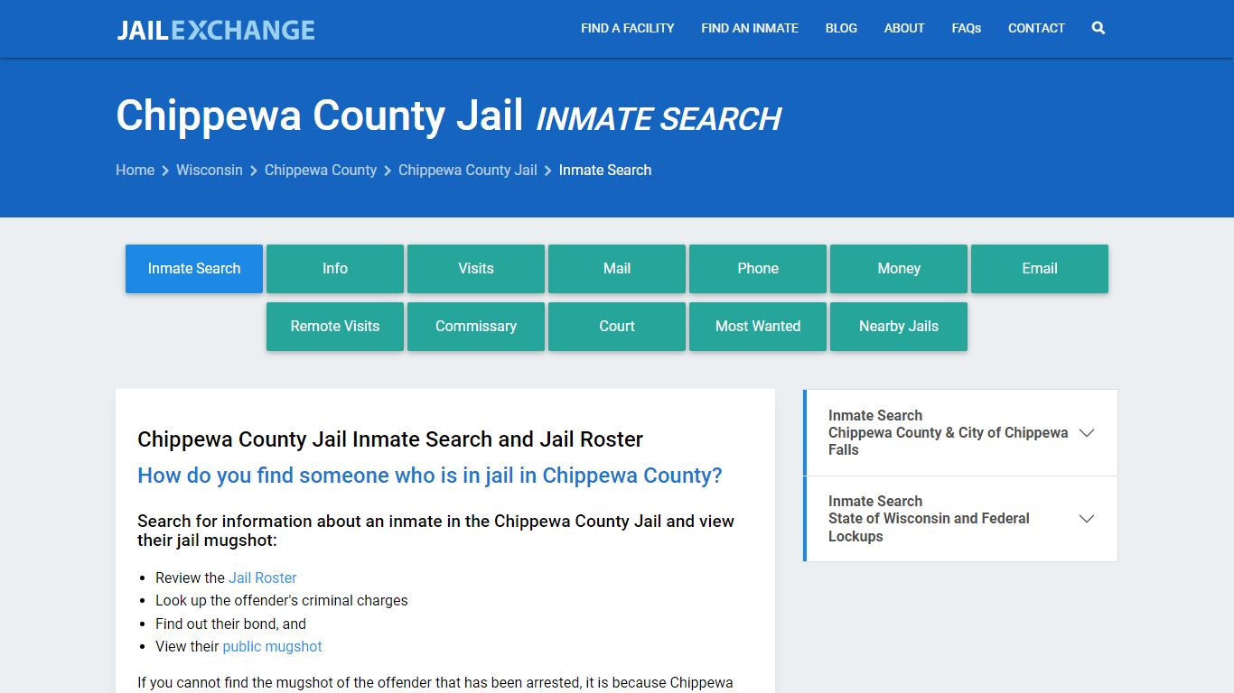 Inmate Search: Roster & Mugshots - Chippewa County Jail, WI